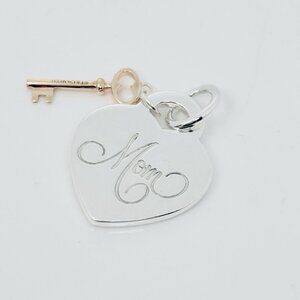 Tiffany & Co MOM Heart Rubedo Key Charm Notes Pendant or Charm Mother's Day